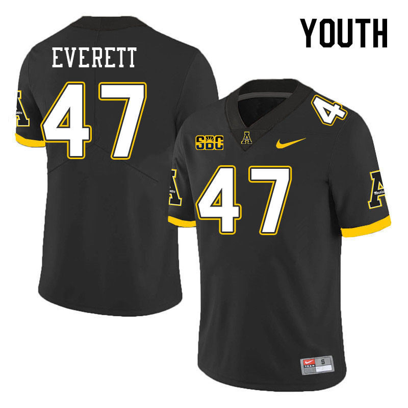 Youth #47 Carter Everett Appalachian State Mountaineers College Football Jerseys Stitched Sale-Black - Click Image to Close